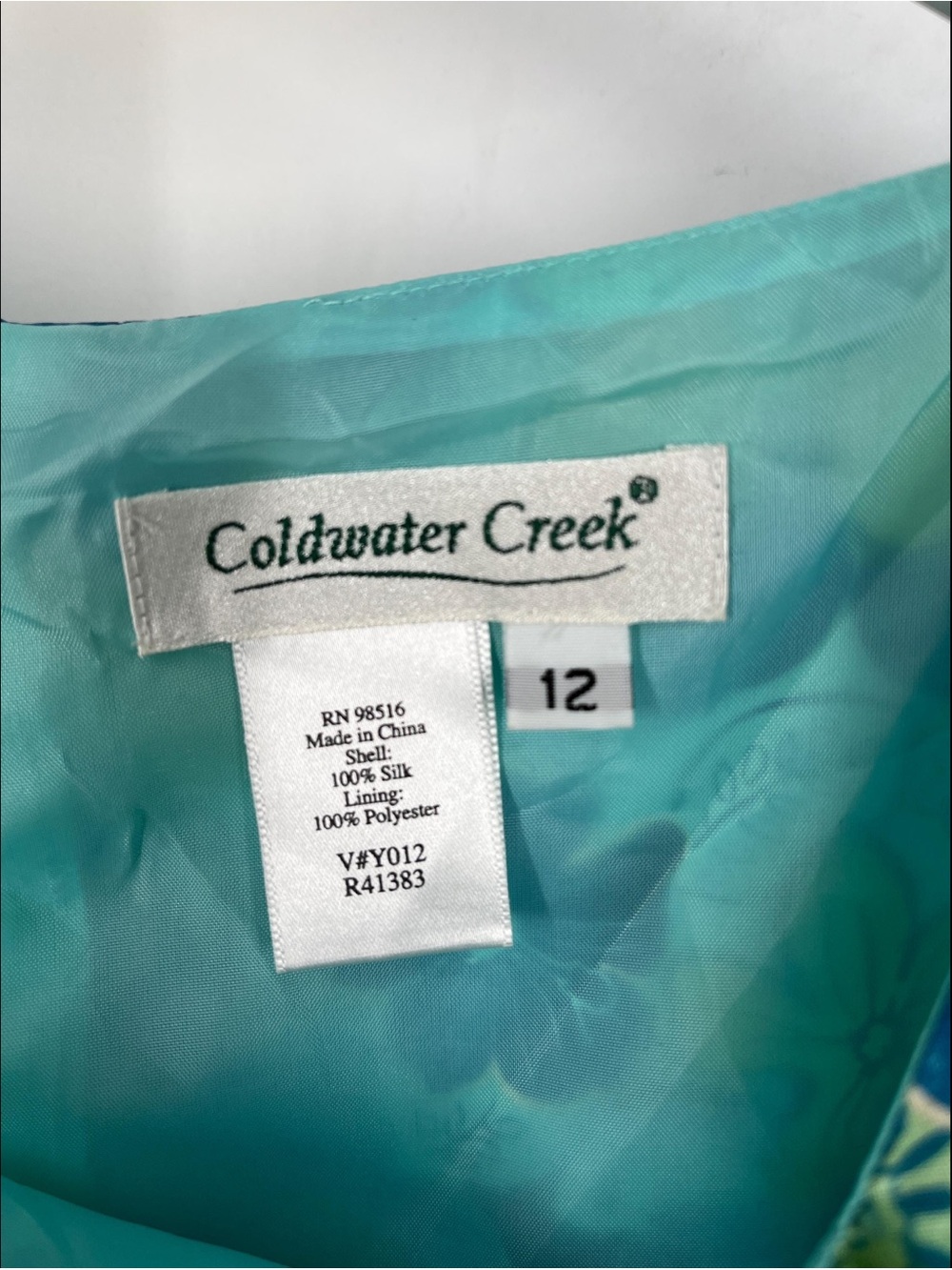 Coldwater Creek Teal and Aqua Silk Midi Dress